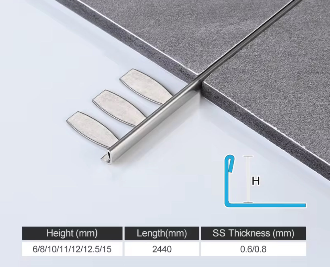 Buigbare roestvrijstalen tegelrandafwerking
