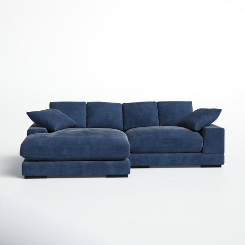 Modern Navy Blue Sectional Sofa with Chaise